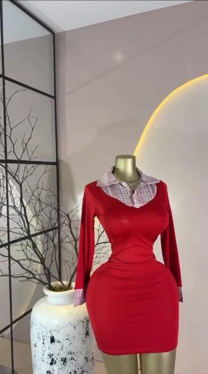 Red Plaid Collar Mini