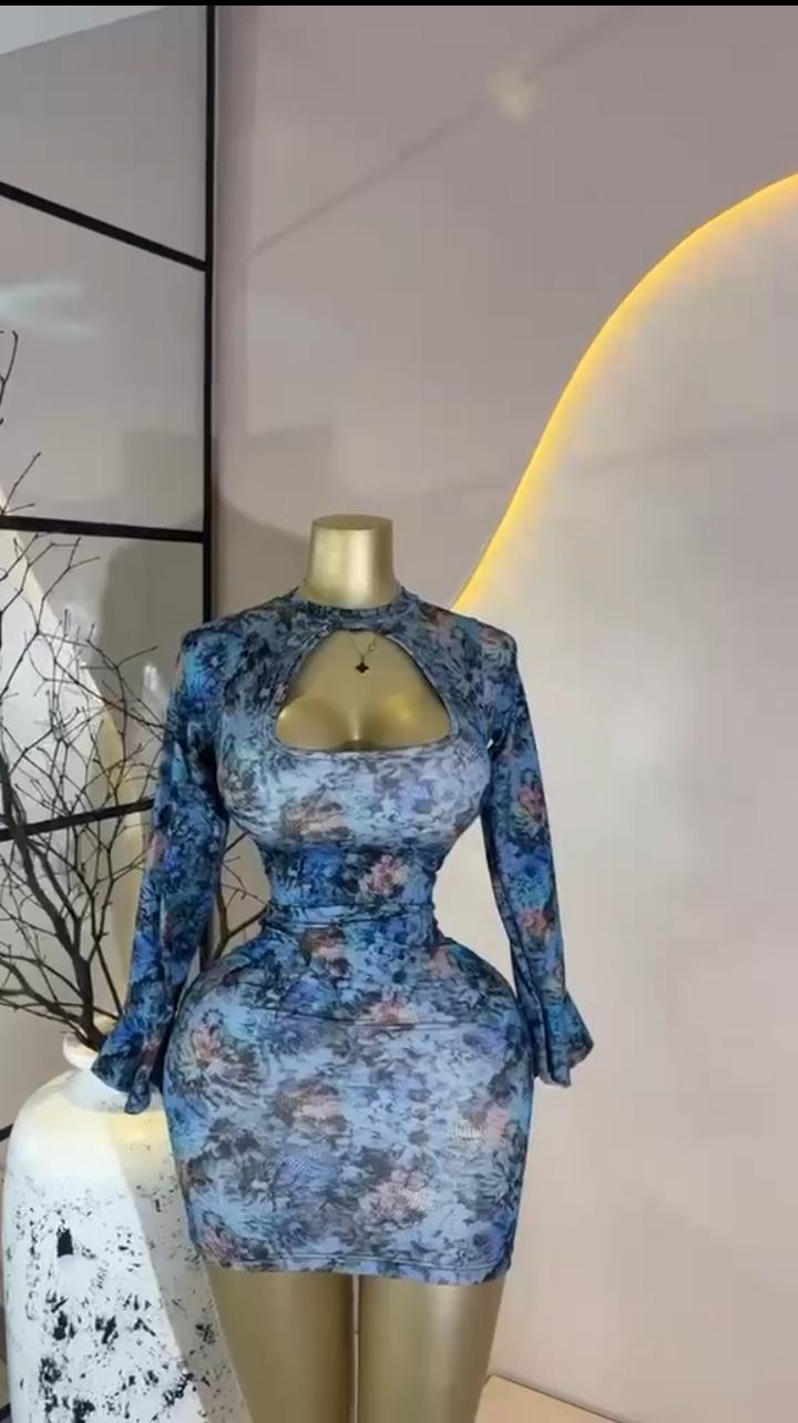 Blue Floral Cutout Mini
