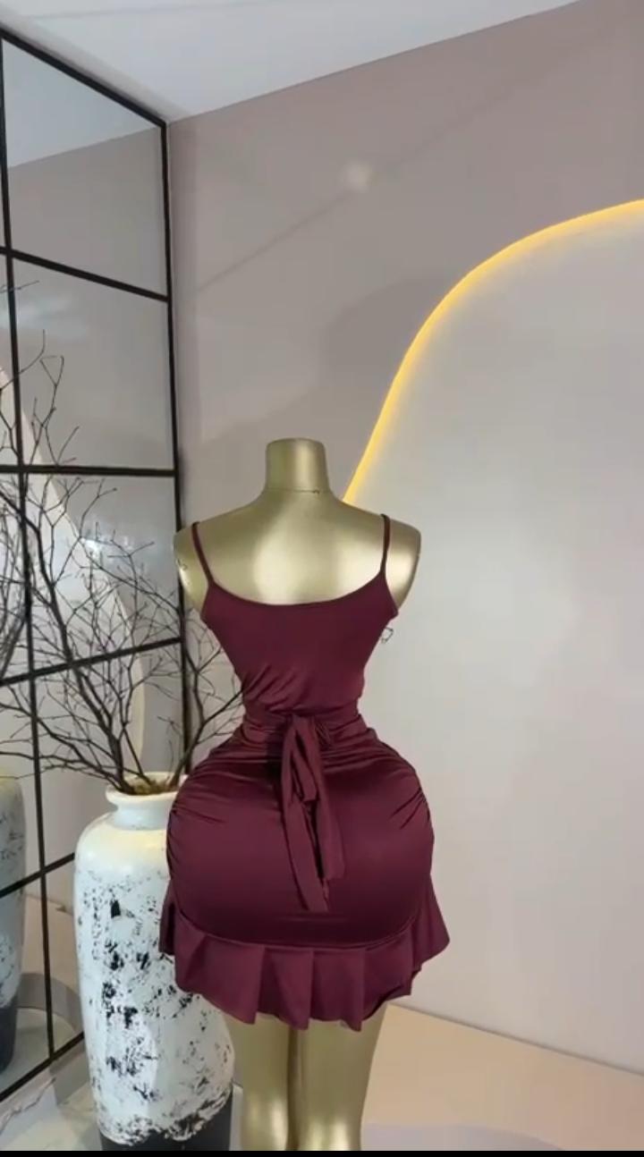 Wine Cami & Ruffle Skirt