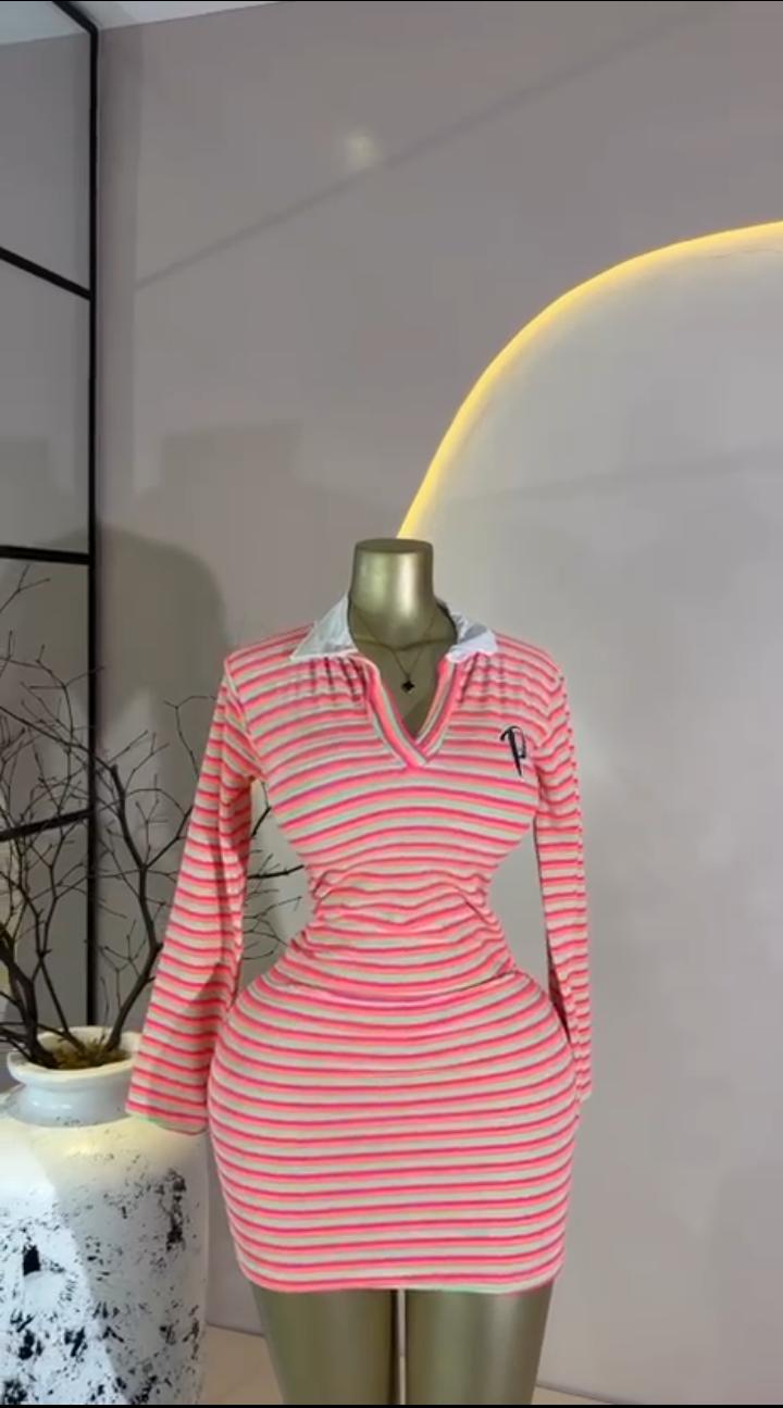 Pink Polo Stripe Mini