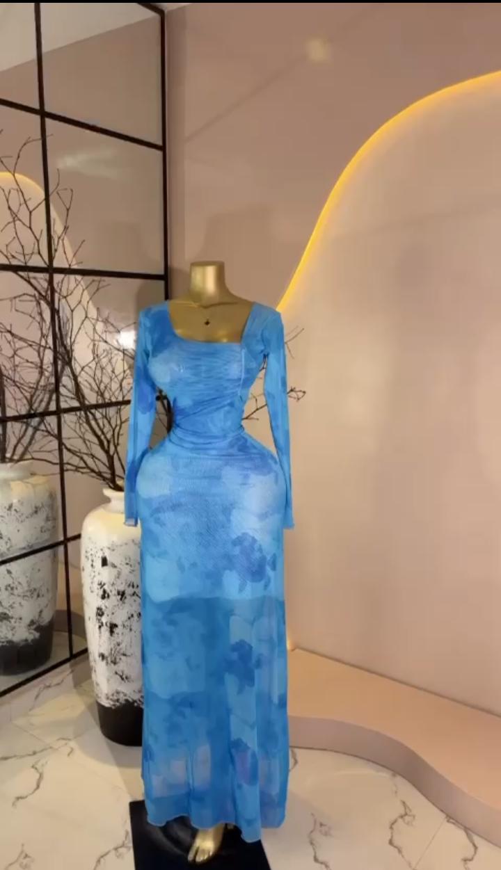 Sky Blue Mesh Maxi