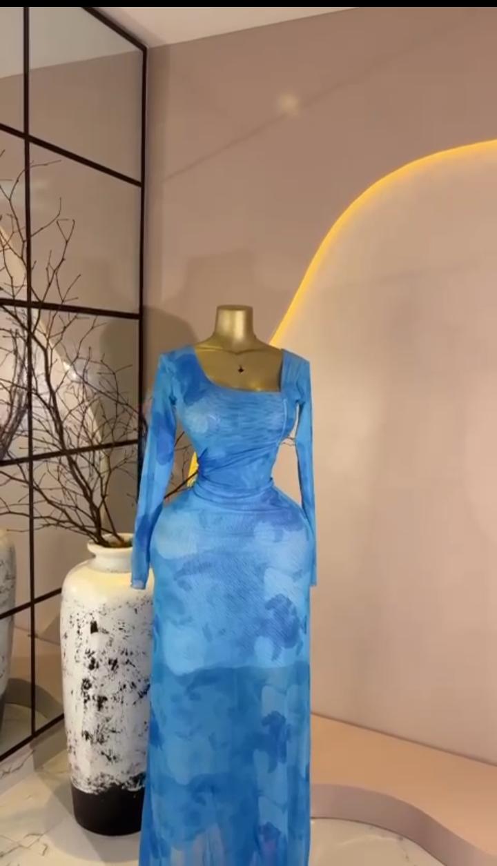Sky Blue Mesh Maxi