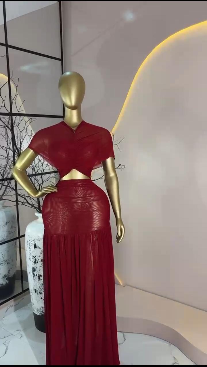 Red Twist Crop & Maxi Set