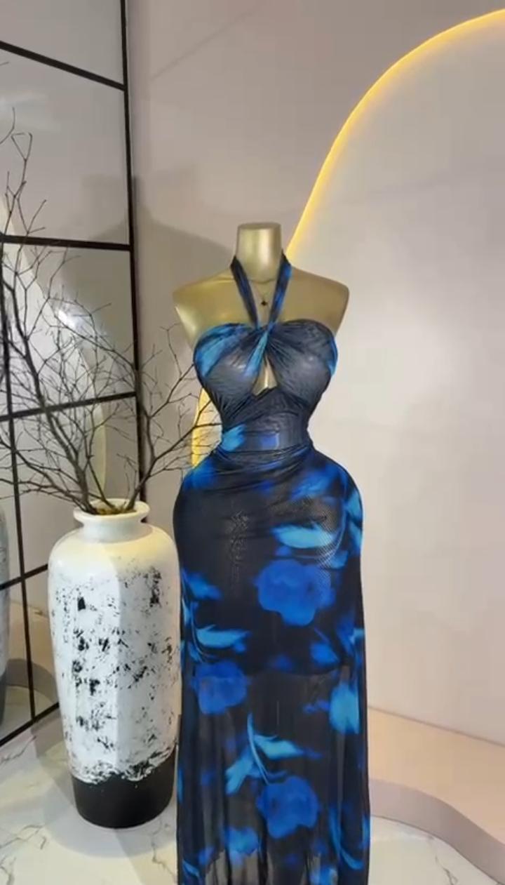 Navy Floral Twist Maxi