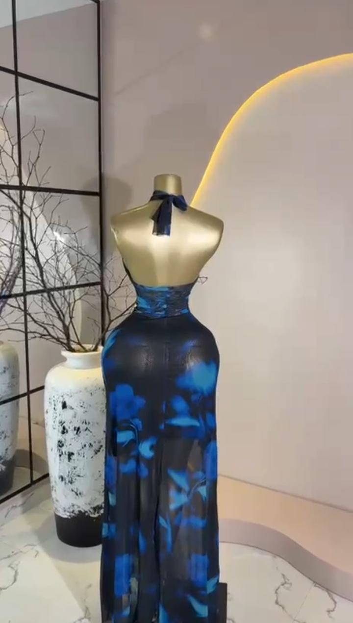 Navy Floral Twist Maxi