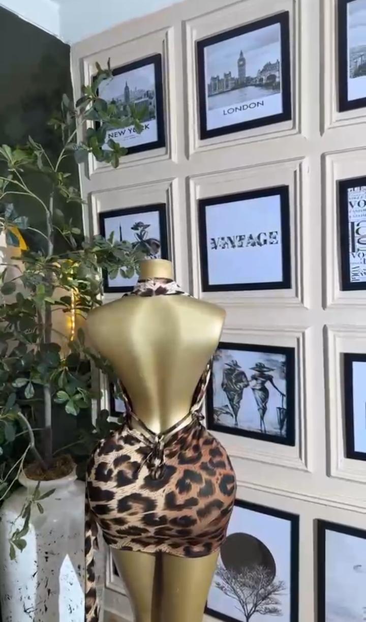 Leopard Cowl Halter Mini