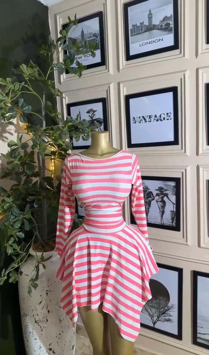 Pink Stripe Peplum Mini