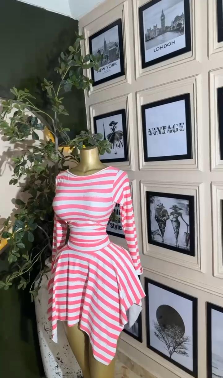 Pink Stripe Peplum Mini
