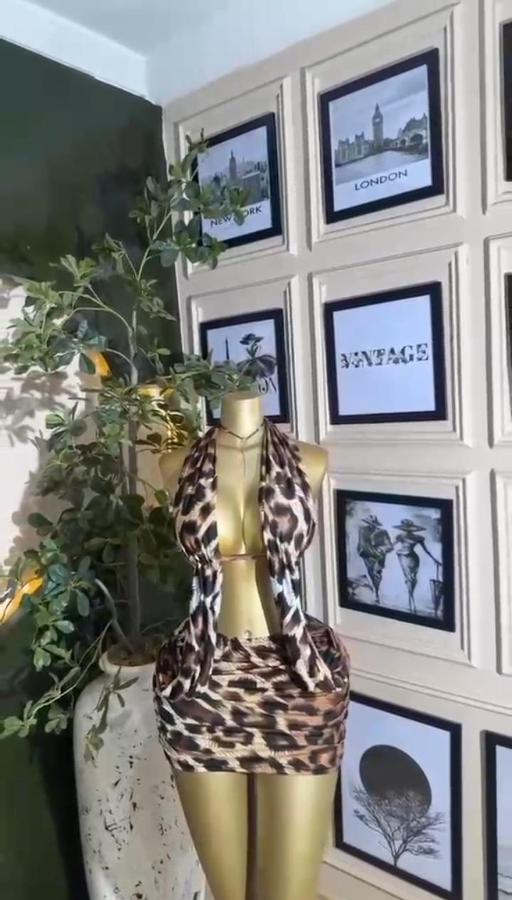 Leopard Wrap Halter Mini