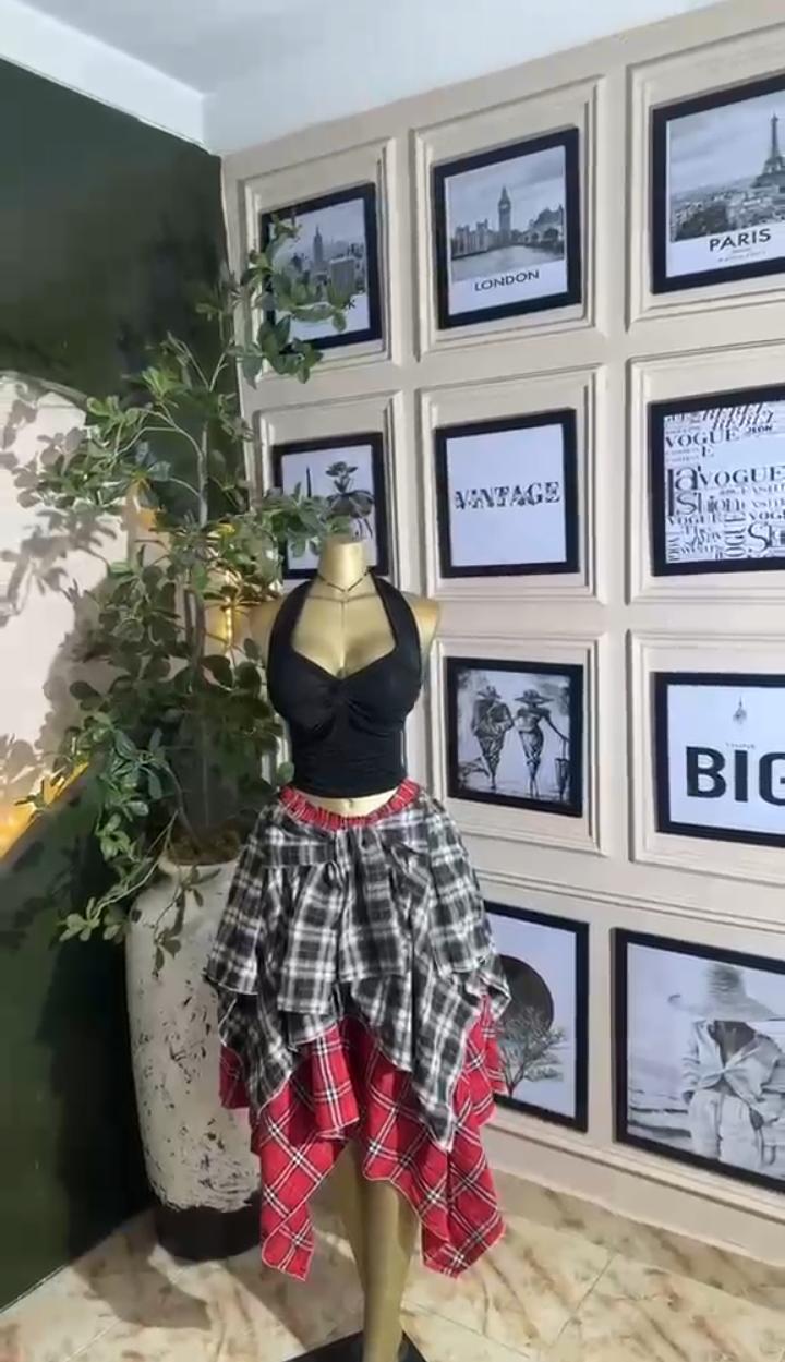 Plaid Ruffle Skirt Set