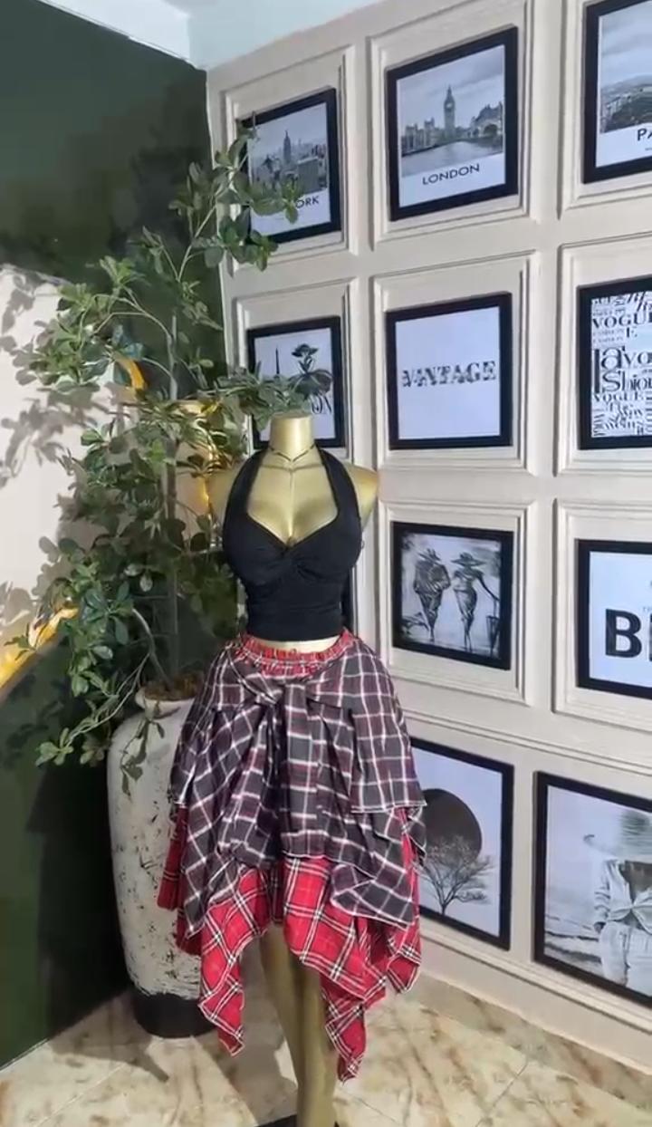 Plaid Ruffle Skirt Set