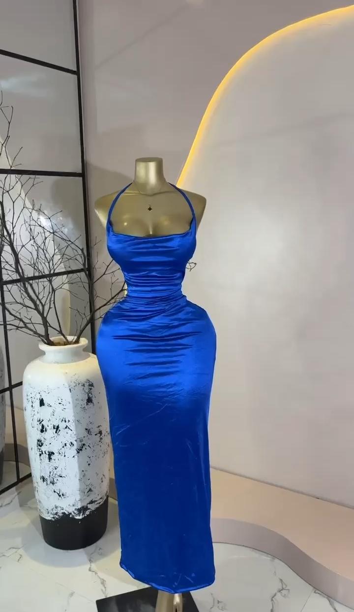Cobalt Satin Maxi