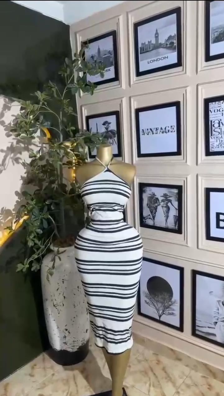 Stripe Halter Midi