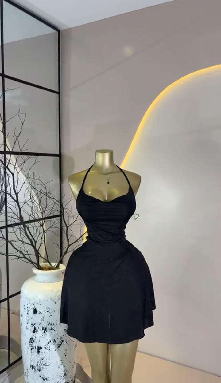 Black Halter Flare Mini