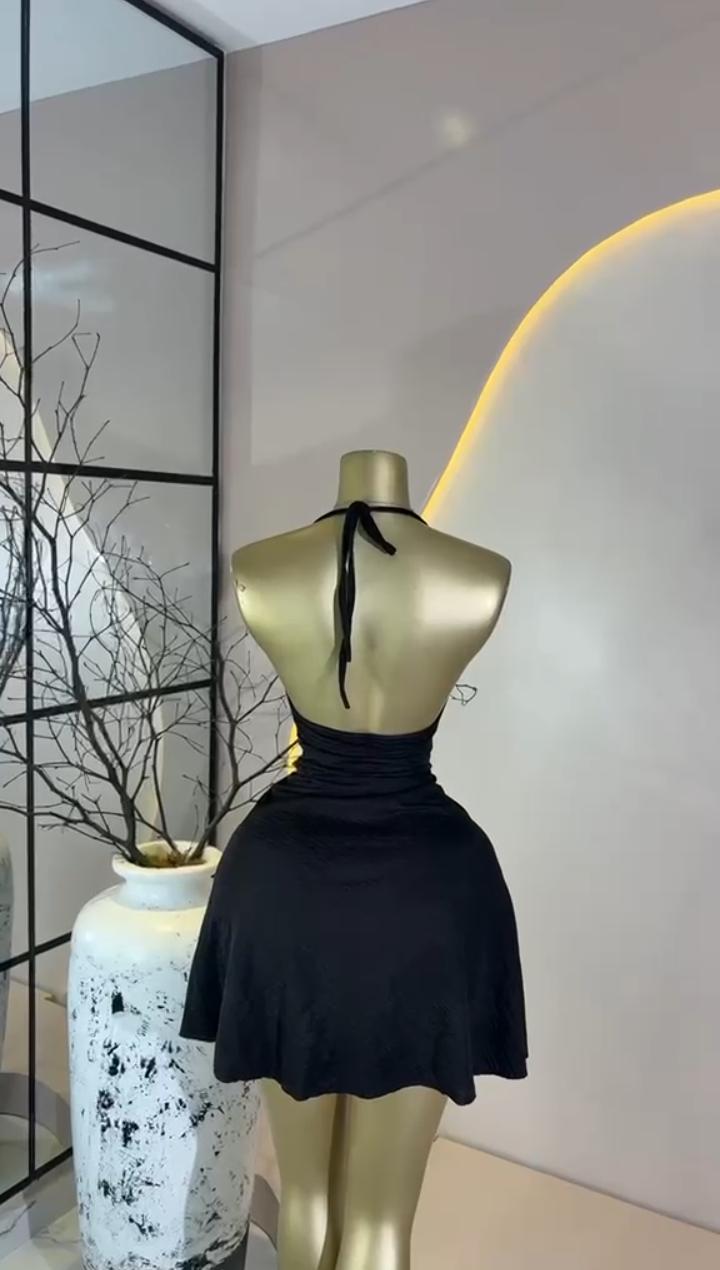 Black Halter Flare Mini