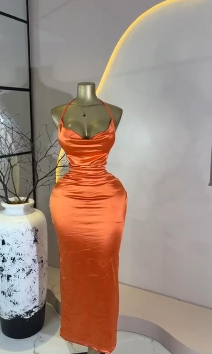 Tangerine Satin Maxi