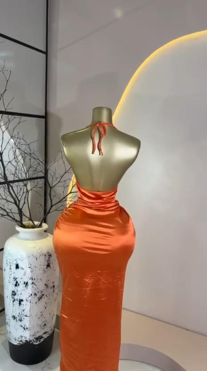 Tangerine Satin Maxi