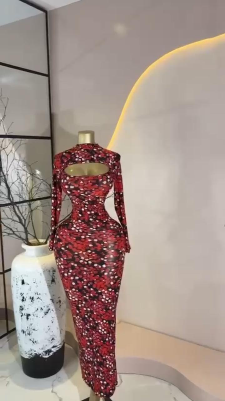 Red Petal Cutout Midi
