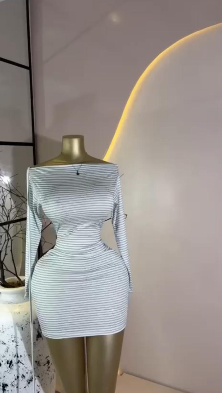 Stripe Off-Shoulder Mini