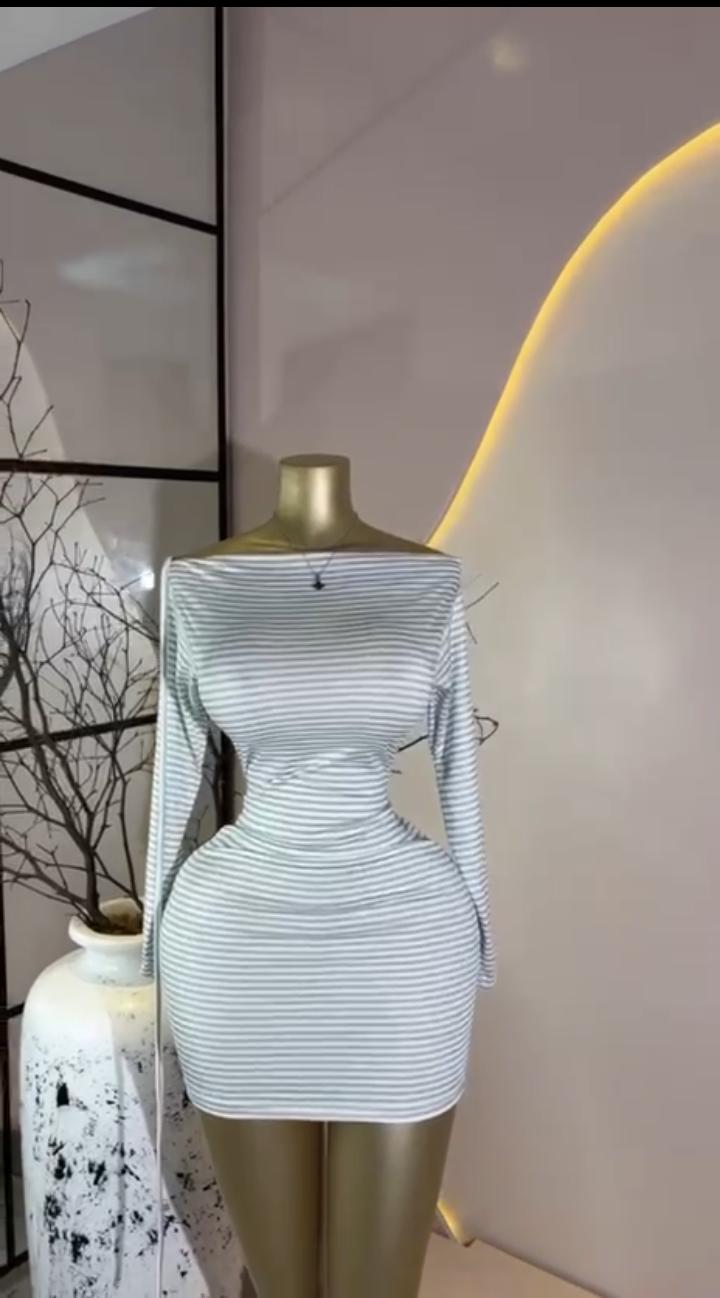 Stripe Off-Shoulder Mini