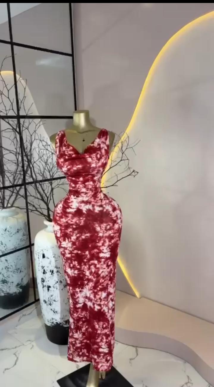 Wine Tie-Dye Maxi