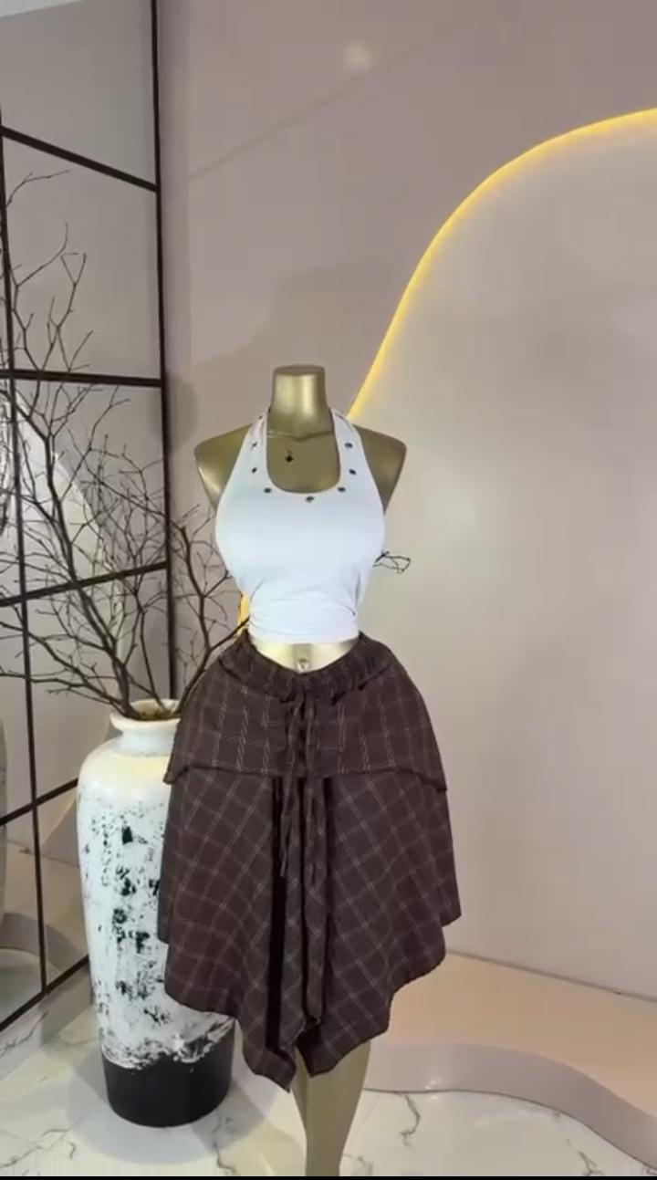 Dark Plaid Ruffle Set