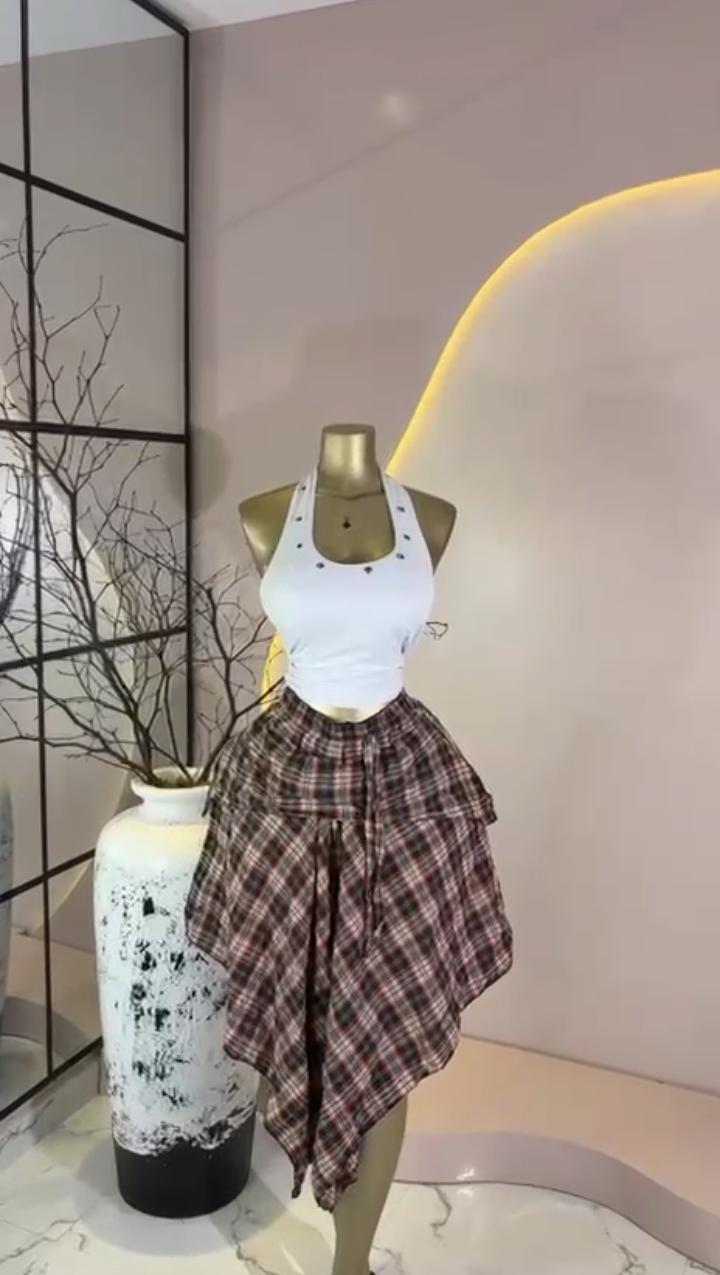 Plaid Ruffle Skirt Set II