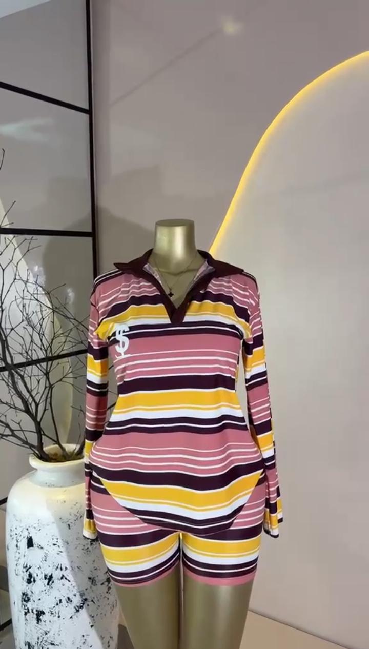 Multi Stripe Polo Set