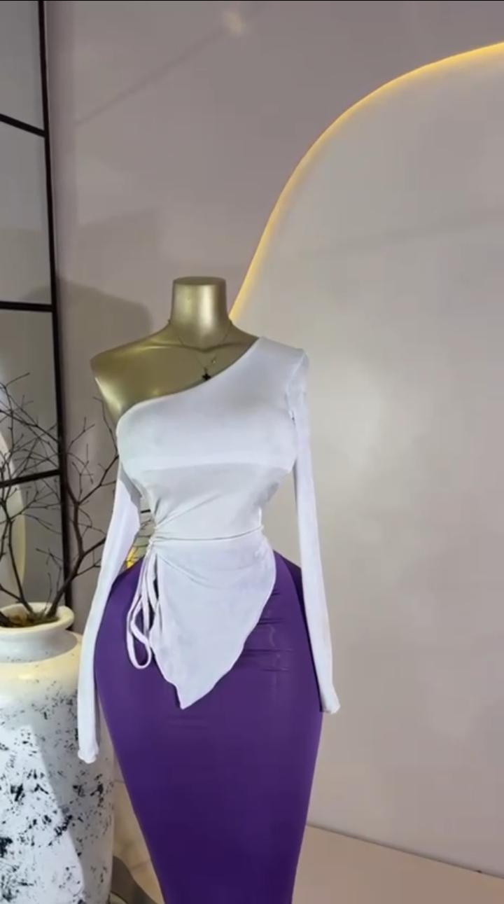 One-Shoulder Ruche & Purple Set